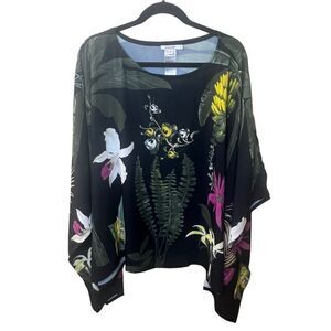 Chico’s Floral and Bird Print Kimono Top Sz L/XL